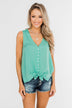 Meant To Be Mine Button Tank Top- Mint Blue