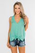 Meant To Be Mine Button Tank Top- Mint Blue