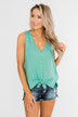Meant To Be Mine Button Tank Top- Mint Blue