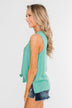 Meant To Be Mine Button Tank Top- Mint Blue