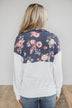 Ivory and Navy Floral Pullover