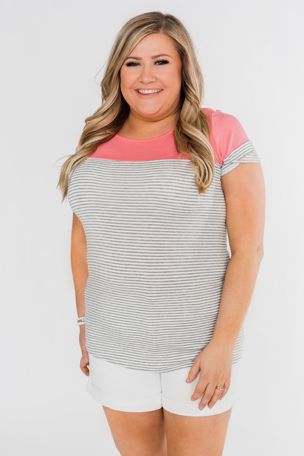 Spring Fever Short Sleeve Striped Top- Watermelon