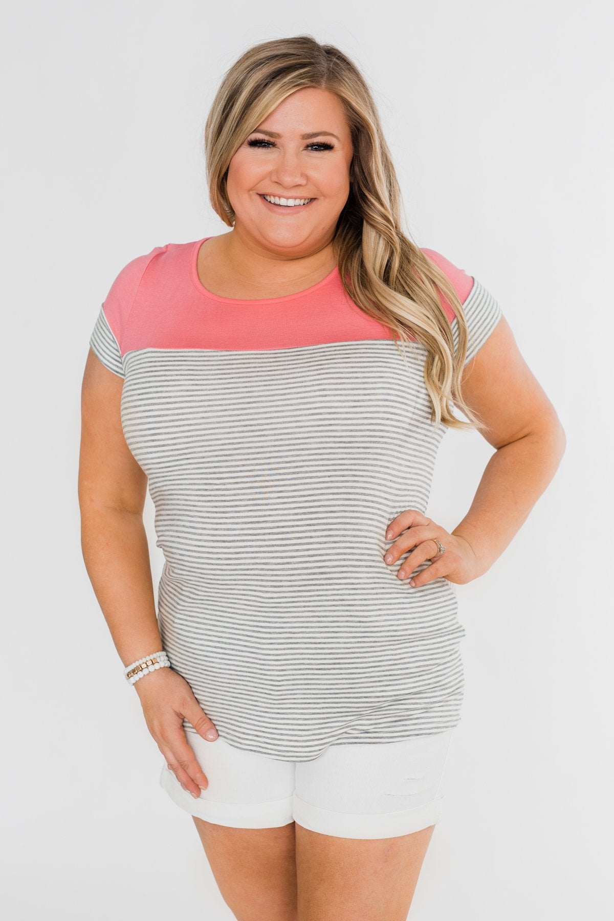 Spring Fever Short Sleeve Striped Top- Watermelon