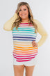 Waves of Color Striped Color Block Top- Yellow