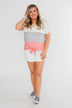 By My Side Criss Cross Color Block Top- Ivory, Grey, Pink