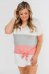 By My Side Criss Cross Color Block Top- Ivory, Grey, Pink