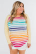 Waves of Color Striped Color Block Top- Yellow
