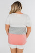 By My Side Criss Cross Color Block Top- Ivory, Grey, Pink