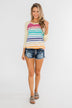 Waves of Color Striped Color Block Top- Yellow