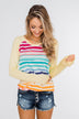 Waves of Color Striped Color Block Top- Yellow