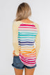 Waves of Color Striped Color Block Top- Yellow
