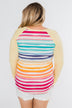 Waves of Color Striped Color Block Top- Yellow
