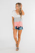 By My Side Criss Cross Color Block Top- Ivory, Grey, Pink