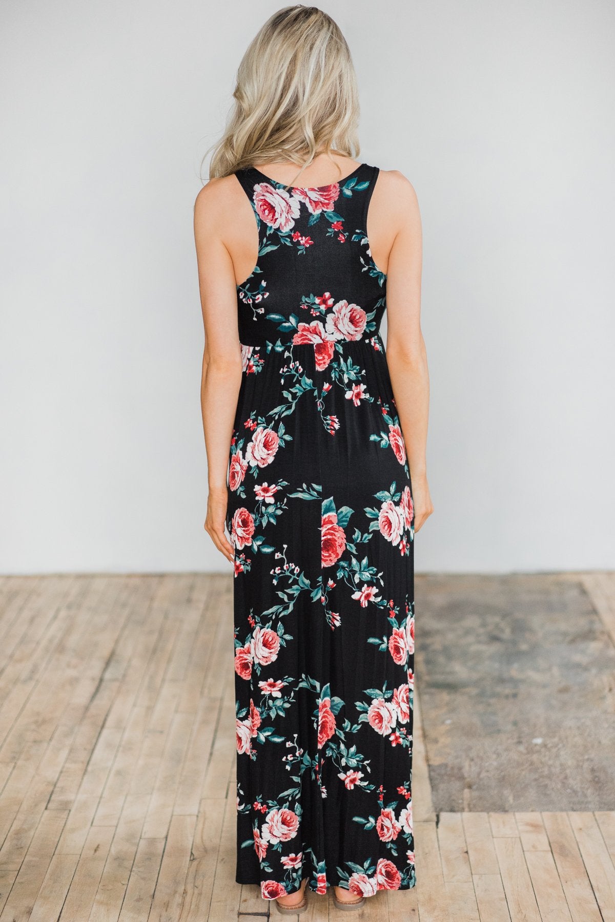 Midnight Dances Black Floral Maxi Dress Midnight Dances Black Floral Maxi Dress