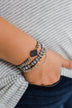 Oval & Stone Bracelet Set- Grey