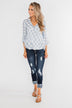 Just In Time Plaid Wrap Top- Blue