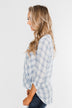 Just In Time Plaid Wrap Top- Blue