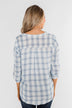 Just In Time Plaid Wrap Top- Blue