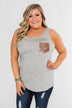Give it More Glam Pocket Tank- Heather Grey