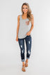 Give it More Glam Pocket Tank- Heather Grey