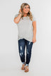 Knot This Time Striped Top- Heather Grey