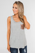 Give it More Glam Pocket Tank- Heather Grey