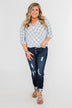 Just In Time Plaid Wrap Top- Blue