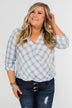 Just In Time Plaid Wrap Top- Blue