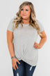 Knot This Time Striped Top- Heather Grey