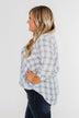 Just In Time Plaid Wrap Top- Blue