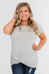 Knot This Time Striped Top- Heather Grey