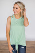 No Holding Back Tie Tank Top- Mint