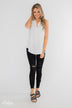 Taking Chances Collar Tank Top- White