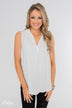 Taking Chances Collar Tank Top- White