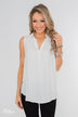 Taking Chances Collar Tank Top- White