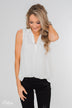 Taking Chances Collar Tank Top- White