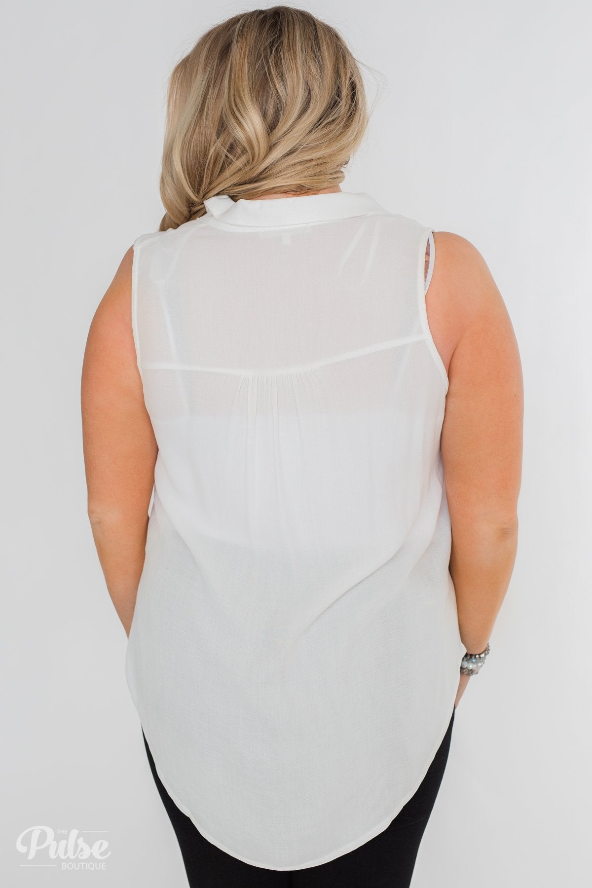 Taking Chances Collar Tank Top- White