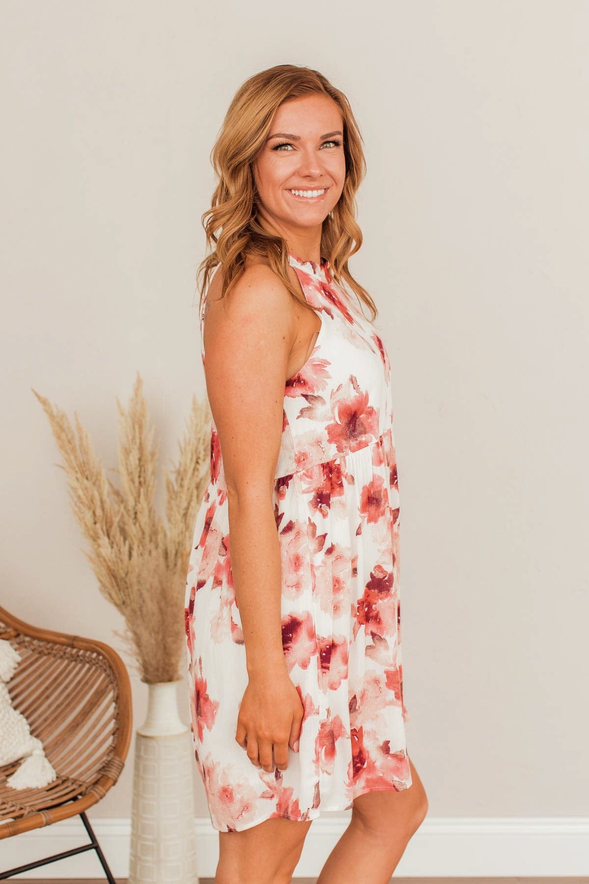 No Filter Needed Floral Mini Dress- Ivory
