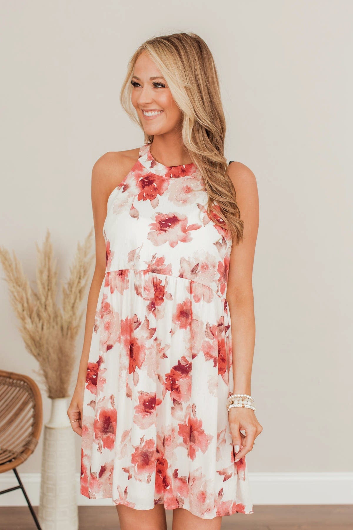 No Filter Needed Floral Mini Dress- Ivory