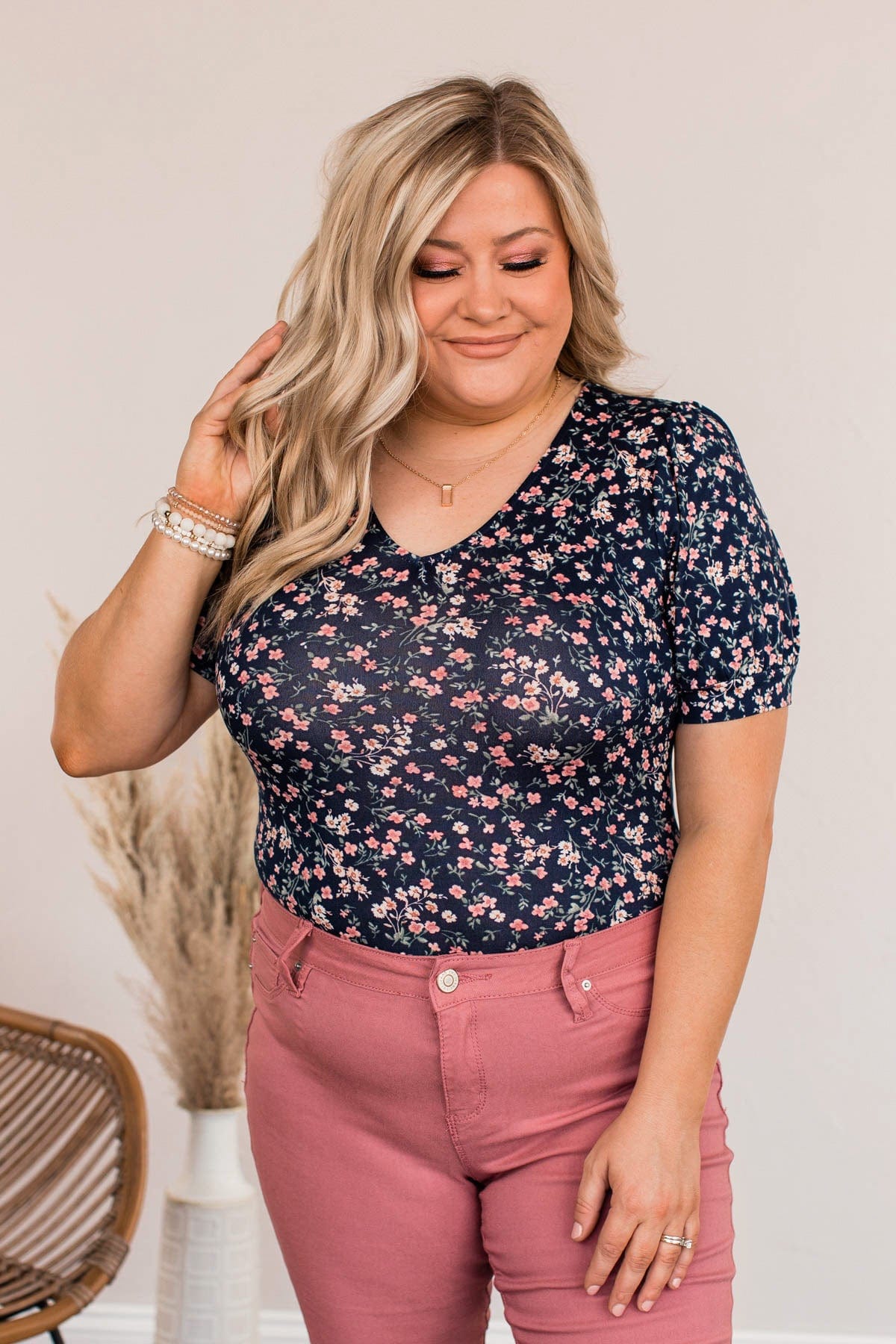 Dancing Queen Floral Bodysuit- Navy