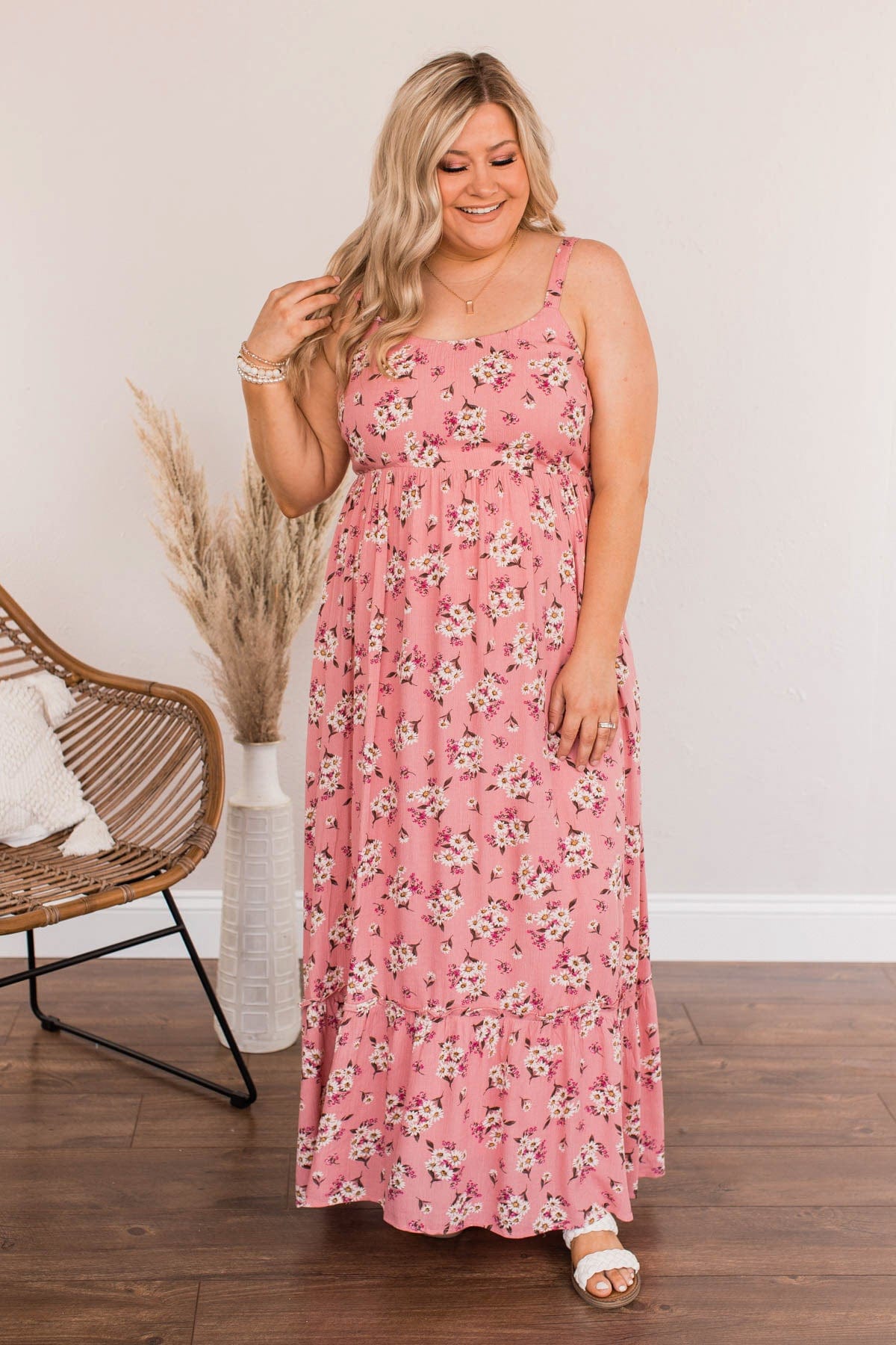 Never Want To Leave Floral Maxi Dress- Pink
