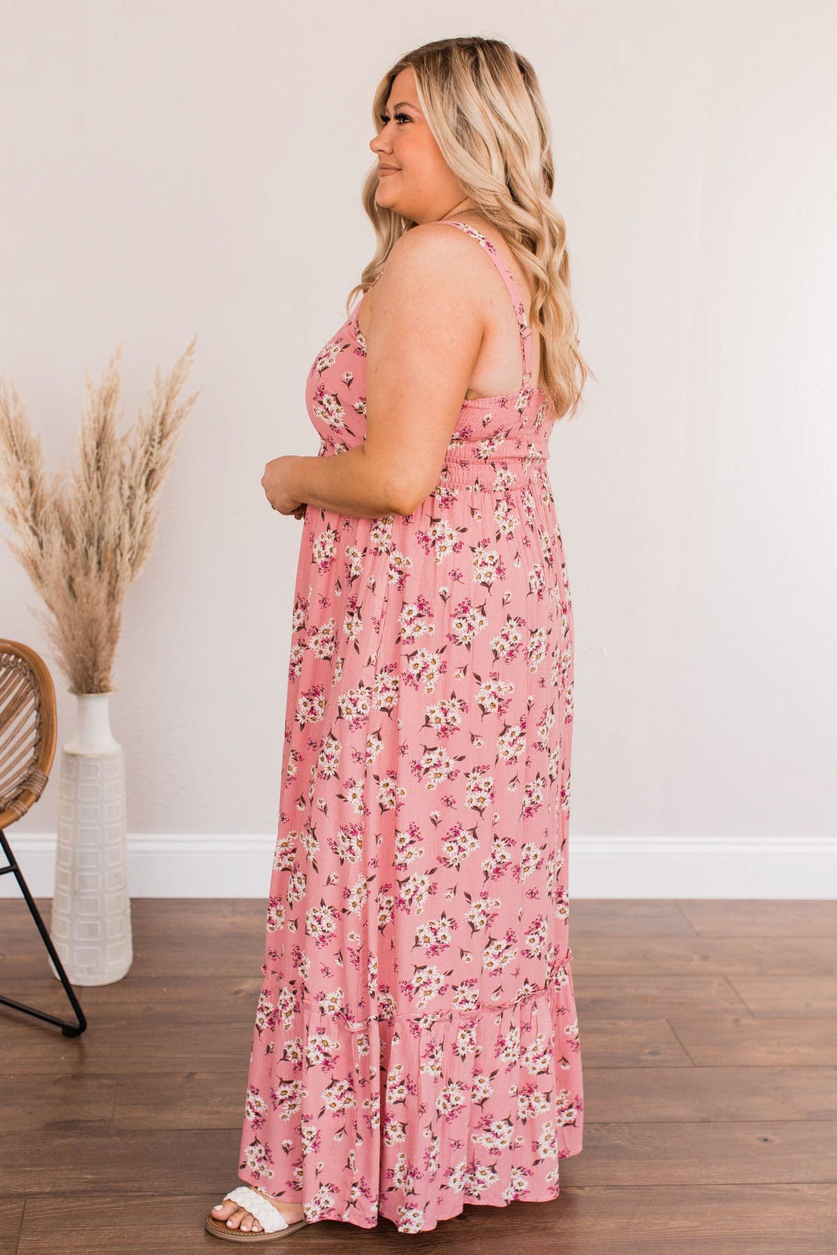 Never Want To Leave Floral Maxi Dress- Pink