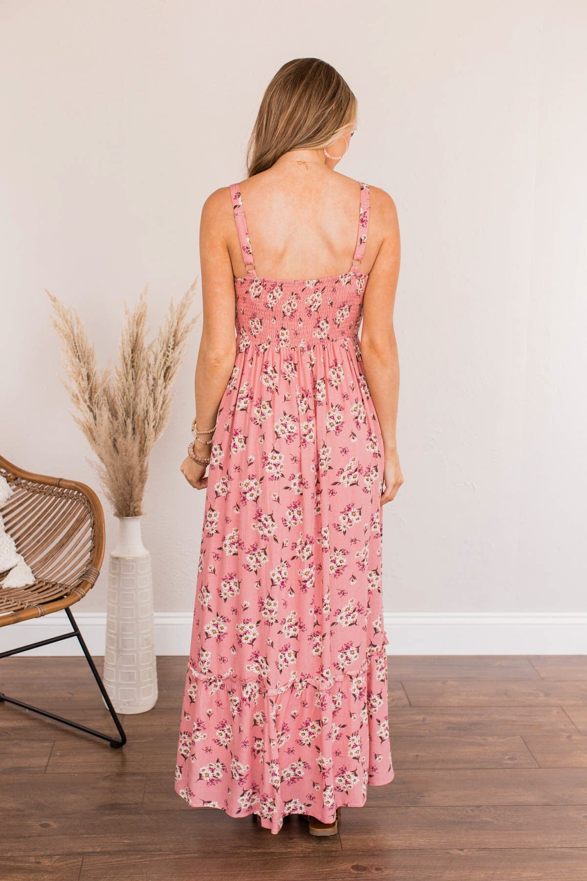 Never Want To Leave Floral Maxi Dress- Pink