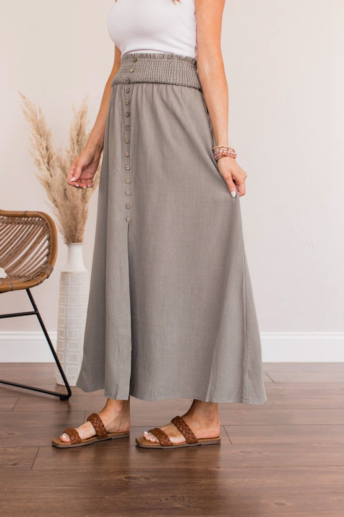 Never Stop Creating Maxi Skirt- Gray