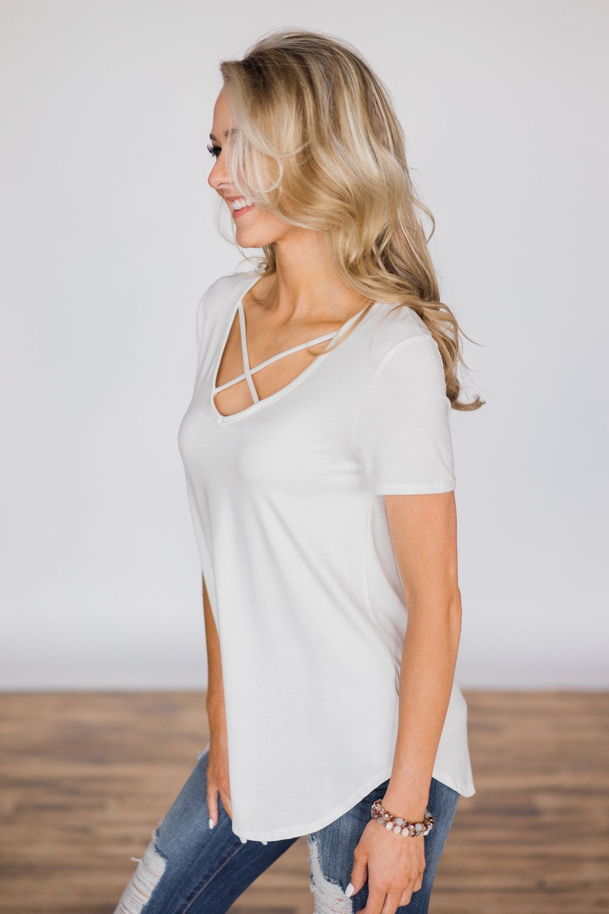 Cross The Line Top - White