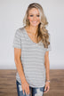 Beautiful and Basic Striped Top - Grey