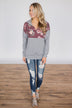 Burgundy and Floral Pullover