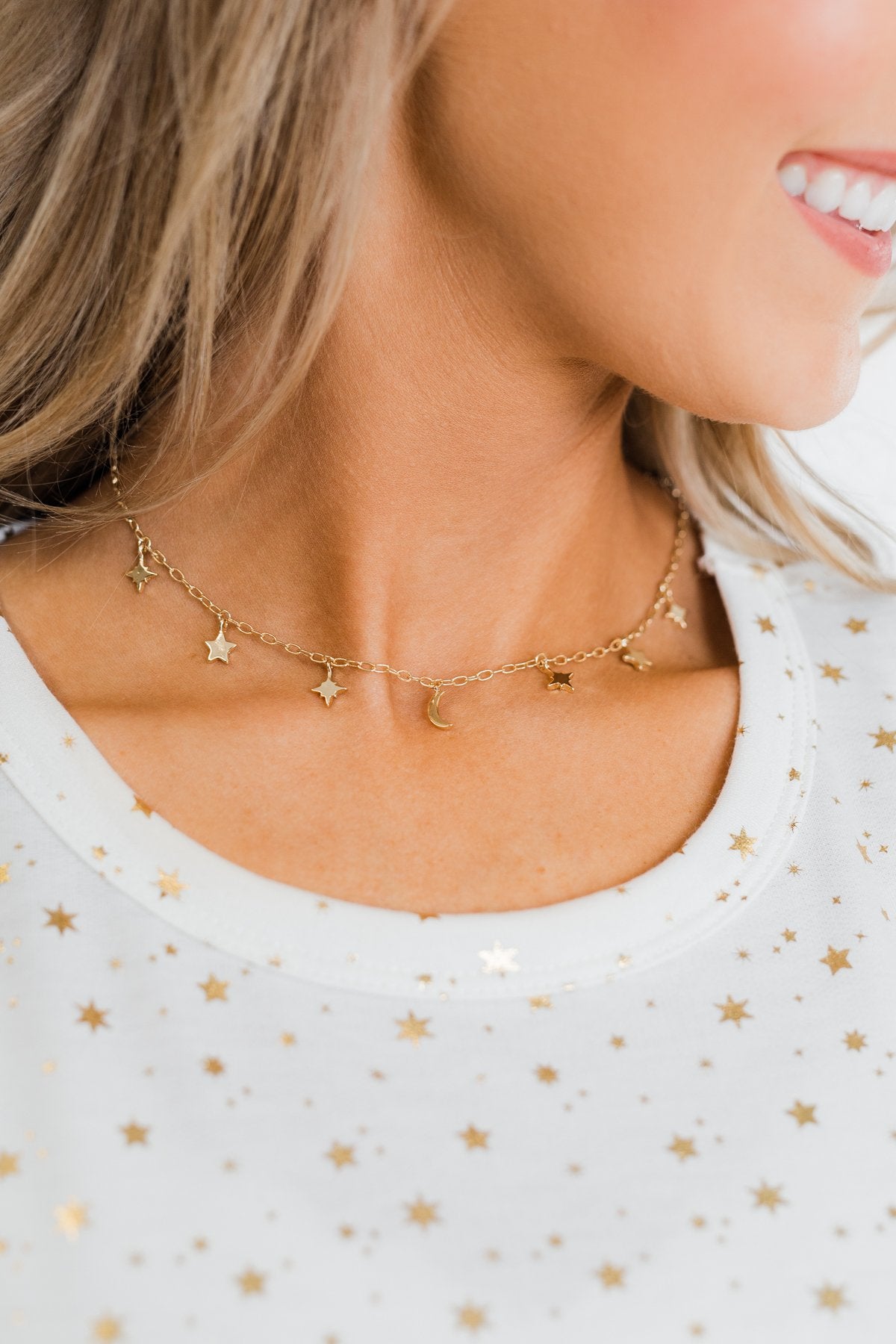 Star & Moon Necklace- Gold
