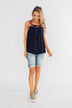 Familiar To You Wide Strap Tank Top- Navy