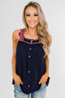 Familiar To You Wide Strap Tank Top- Navy